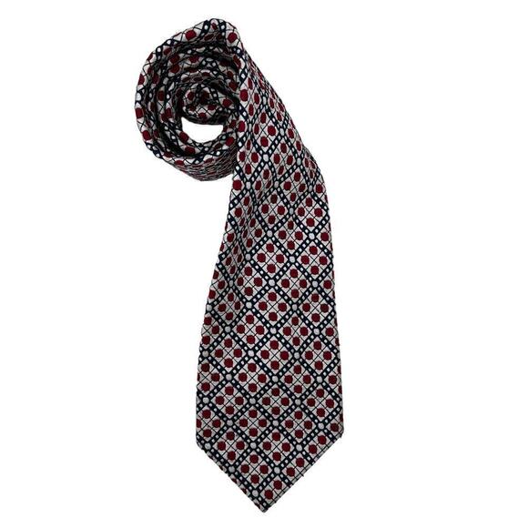 Vintage Oxford Neckwear Co FC Kipper Tie Geometric Design Red Black and White - Picture 1 of 3
